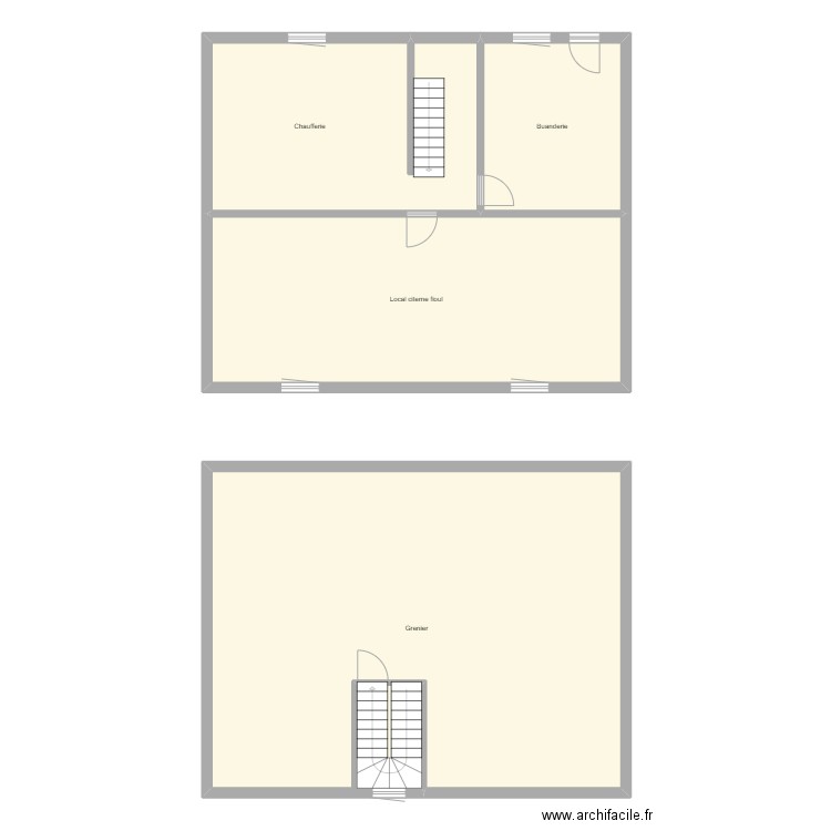 Maison sous sol et grenier. Plan de 4 pièces et 183 m2