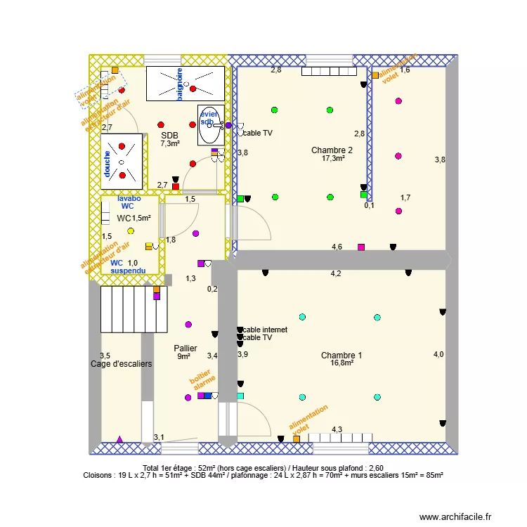 Maison 1er &eacute;tage. Plan de 