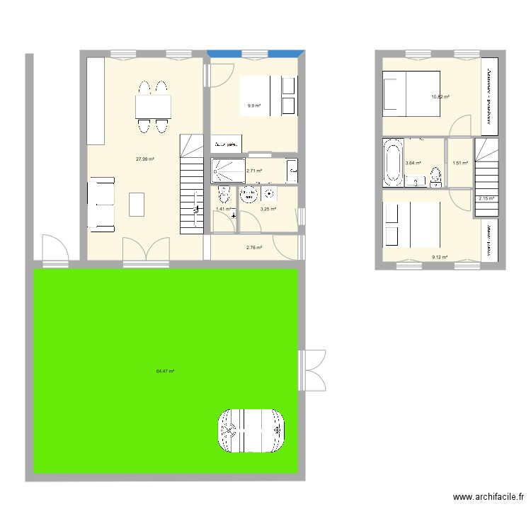 maison avec cube. Plan de 0 pièce et 0 m2