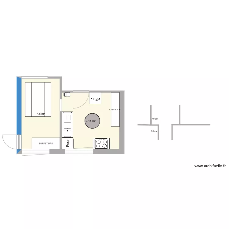 73 BAC CUISINE EQUIPEE. Plan de 