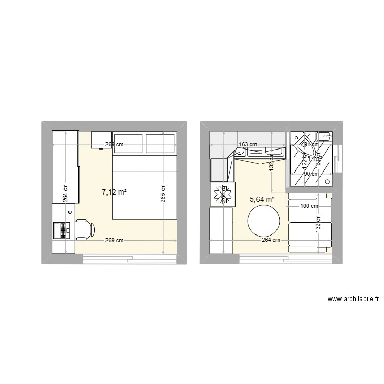 PIERRE MODULE  3 X 3 = 9 ...... Plan de 3 pièces et 14 m2