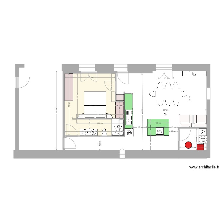 cuisine chambre Odos 3. Plan de 0 pièce et 0 m2