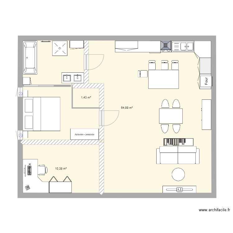 Projet maison 80 m2 1 chambre. Plan de 0 pièce et 0 m2