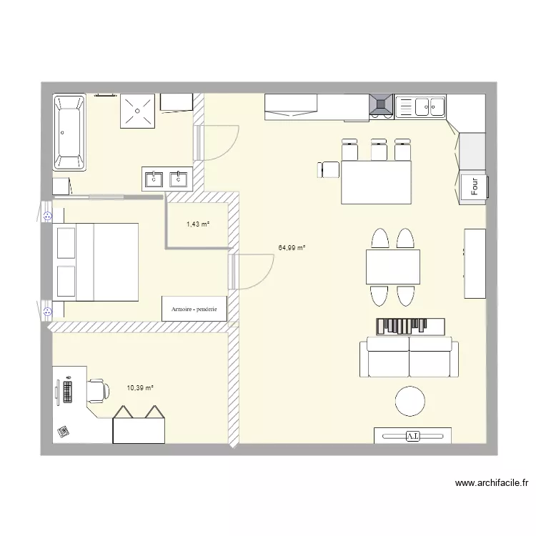 Projet maison 80 m2 1 chambre. Plan de 
