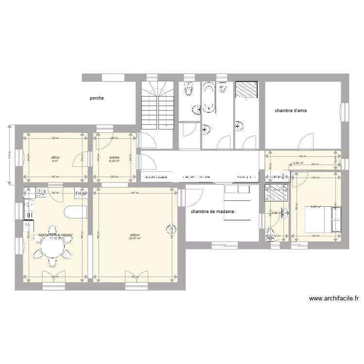 plan maison martine Berenger id&eacute;e MT. Plan de 