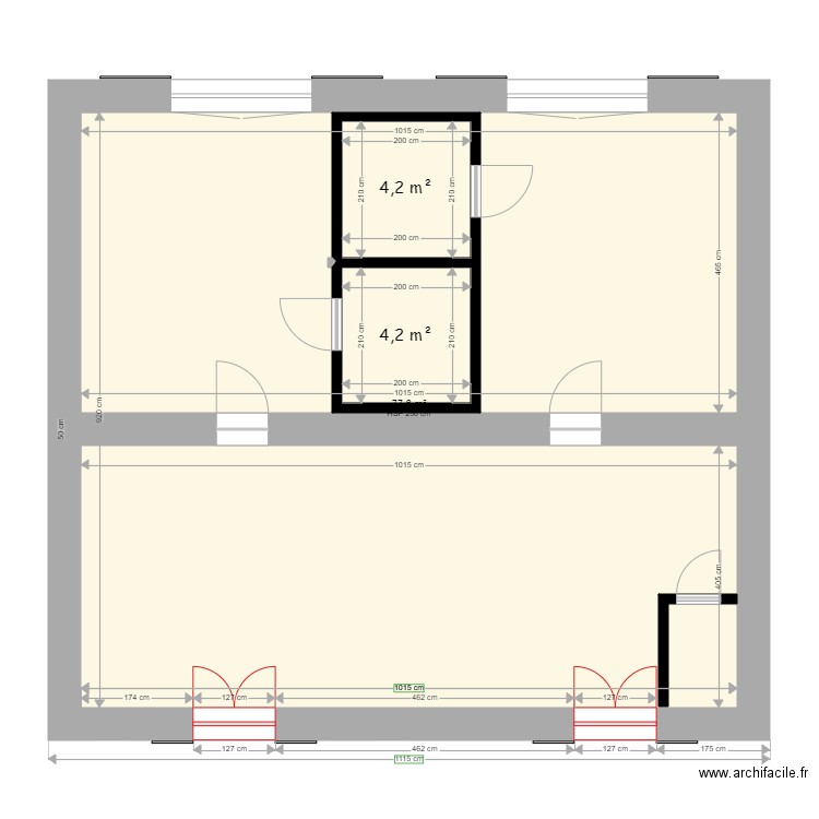 épicerie RDC. Plan de 3 pièces et 97 m2