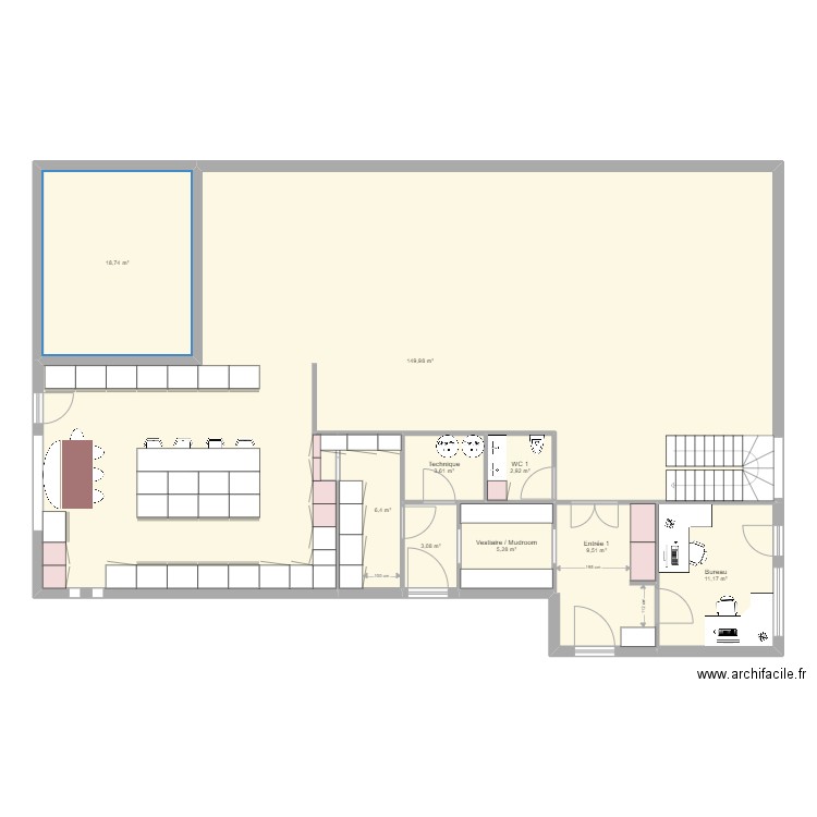 Maison 2 grande cuisine. Plan de 9 pièces et 211 m2