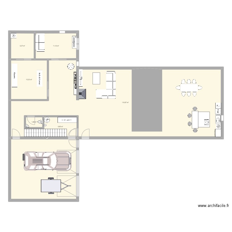 Maison T. Plan de 7 pièces et 195 m2