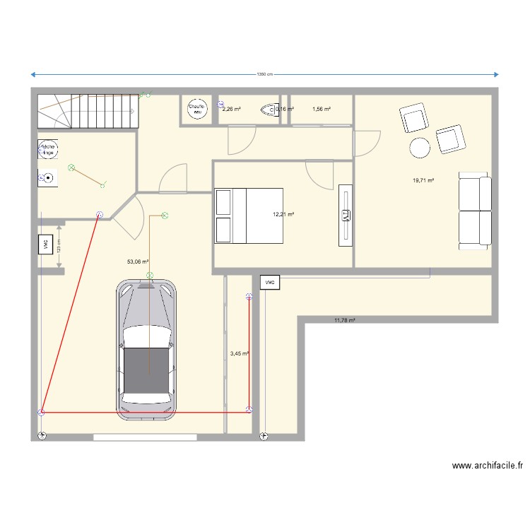 Plan électricité garage. Plan de 8 pièces et 104 m2