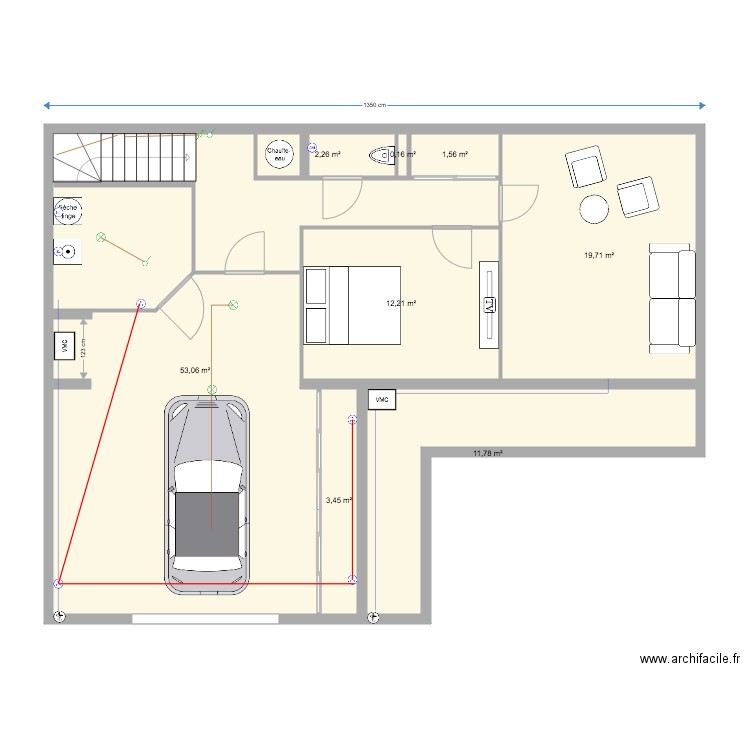 Plan électricité garage. Plan de 0 pièce et 0 m2