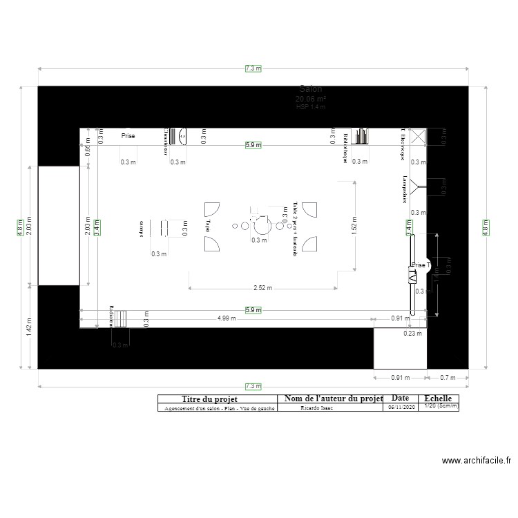 Agencement salon plan Vue de gauche. Plan de 0 pièce et 0 m2