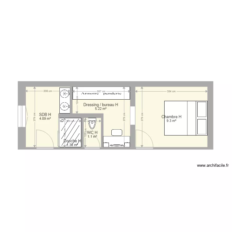 SDB HAUT 1. Plan de 