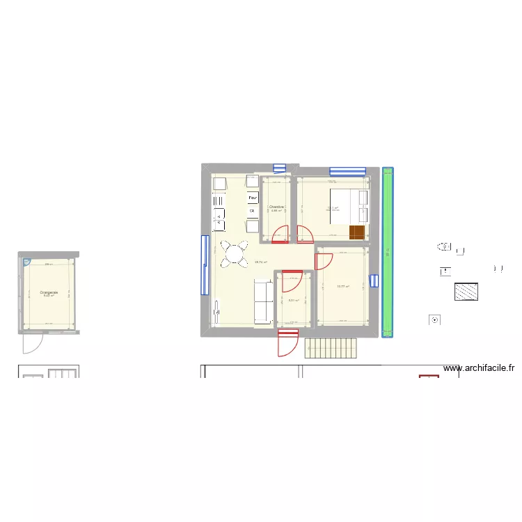 Garage projet simplifi&eacute; &eacute;tage 1 variante 2. Plan de 