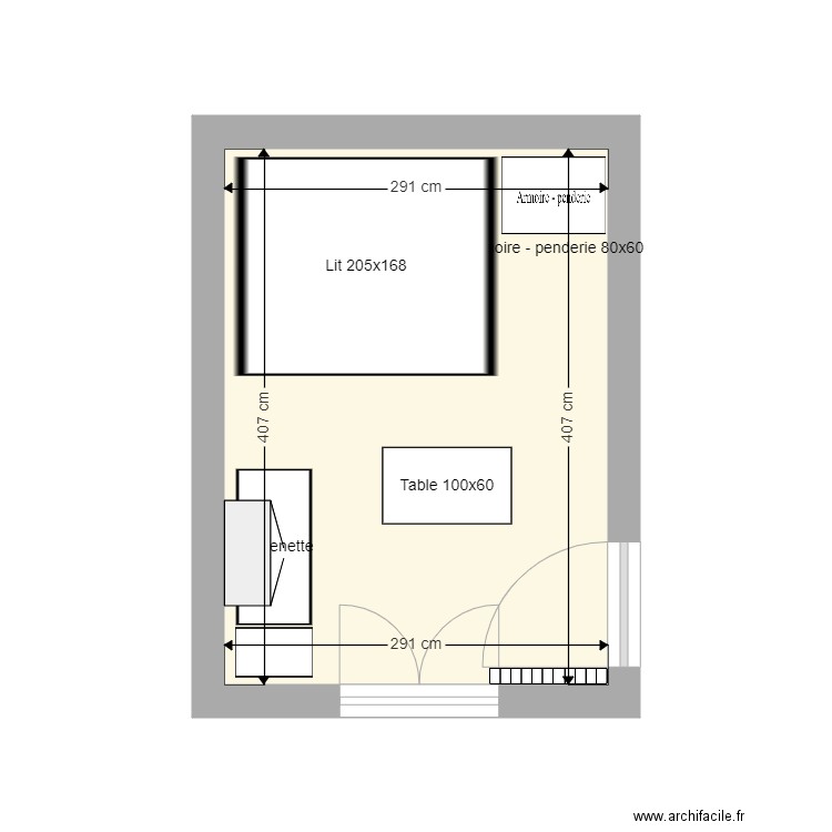 Chambre arrière 2ème étage lit Brimnes ouvert 168. Plan de 0 pièce et 0 m2