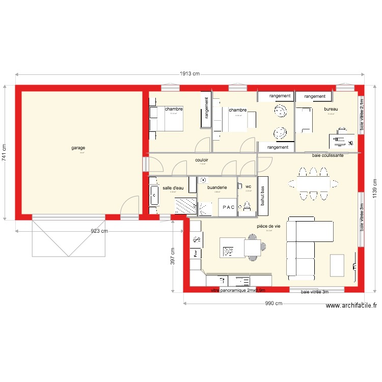 maison de 111m2. Plan de 0 pièce et 0 m2