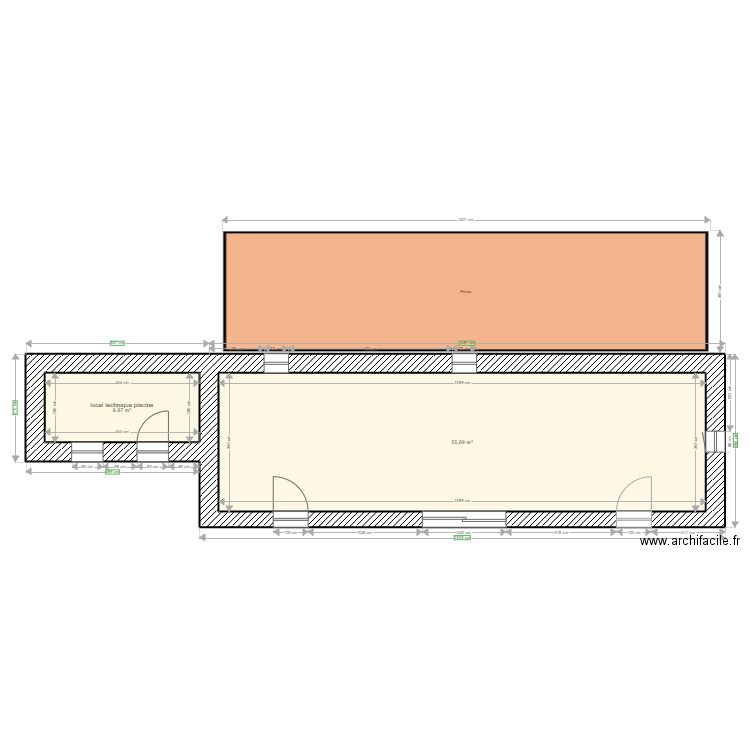 longere 2. Plan de 2 pièces et 65 m2