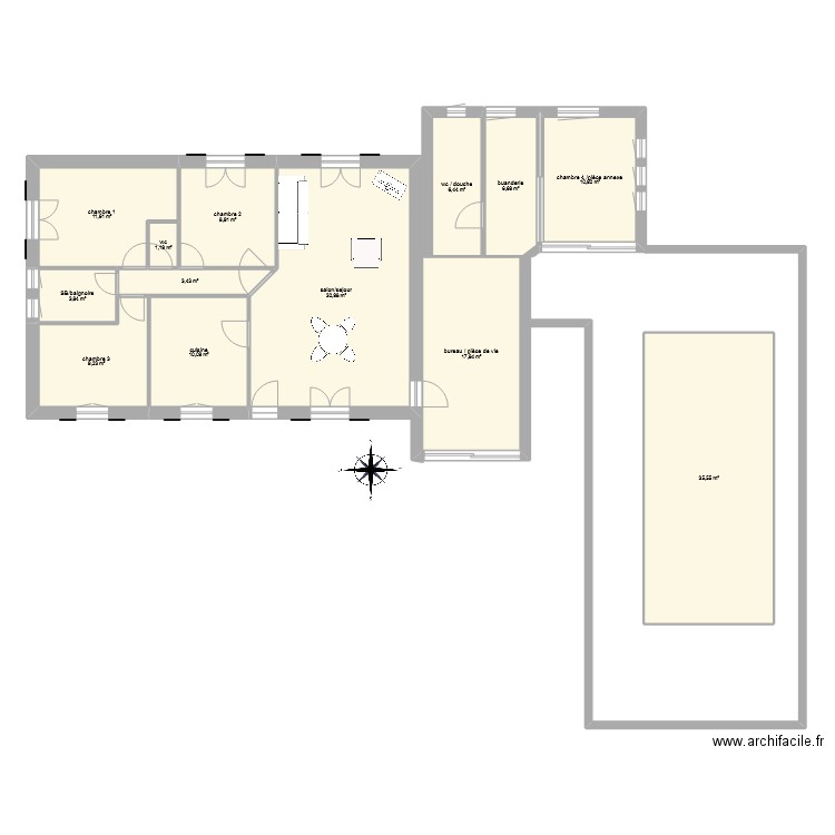 maison principale. Plan de 13 pièces et 159 m2