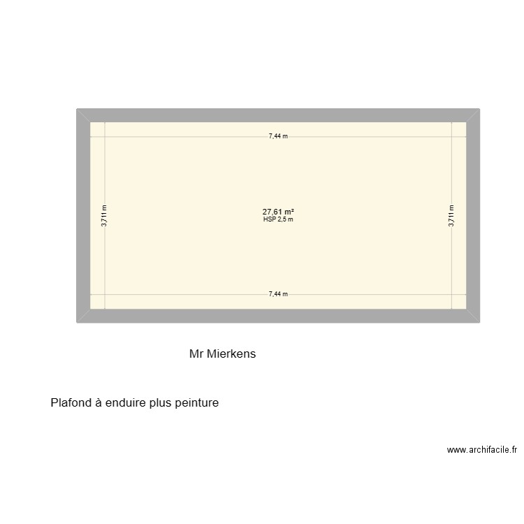 salon. Plan de 1 pièce et 28 m2