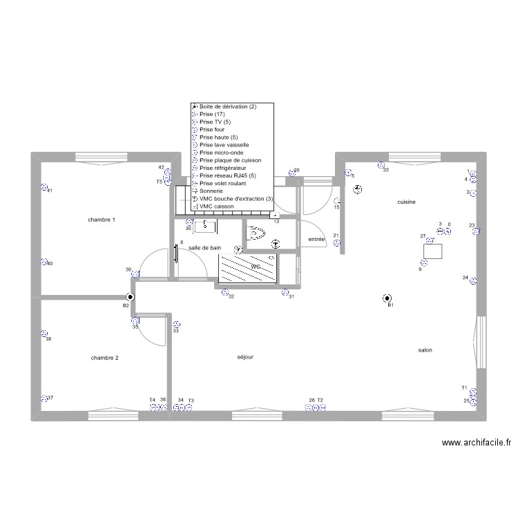 renov 1er Etage0 pc. Plan de 6 pièces et 78 m2