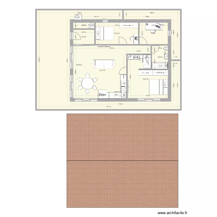 Maison Gablok 80m2. Plan de 
