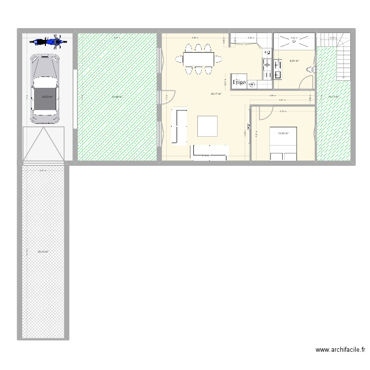 PROJET REJICH. Plan de 7 pièces et 164 m2