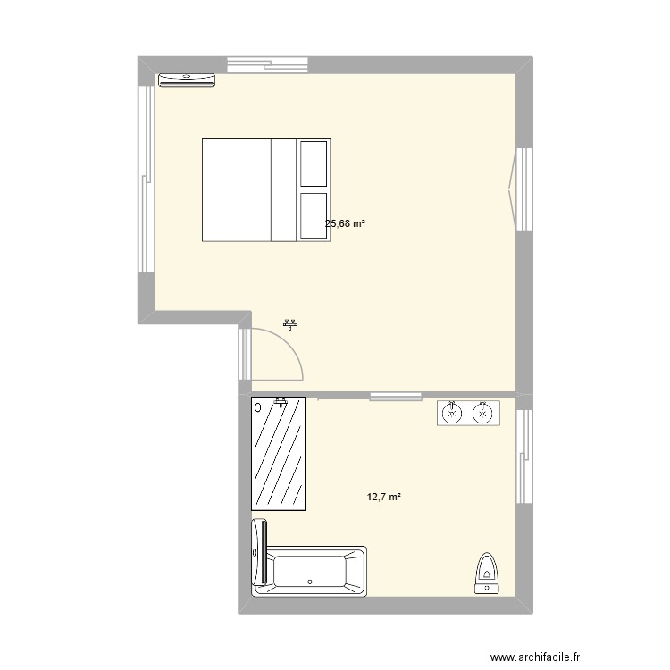 CHAMBRERITCHIE. Plan de 2 pièces et 38 m2