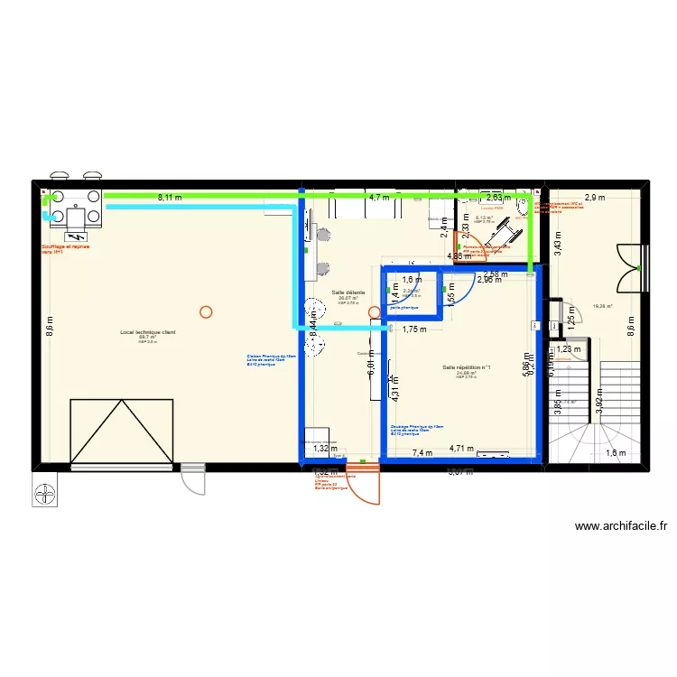 MJ music studio - lot ventilation Rdc. Plan de 8 et 153 m² MJ music studio - lot ventilation Rdc. Plan de 8 et 153 m²