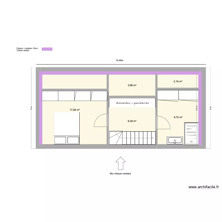 plan APPart 1 Etage. Plan de 5  et 40 m²