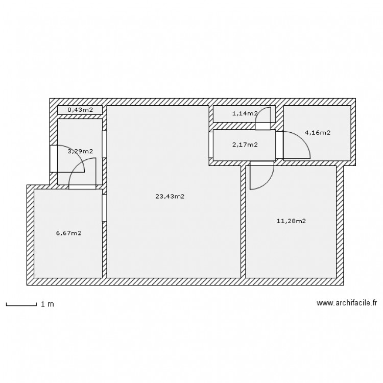 M2 avec porte. Plan de 0 pièce et 0 m2