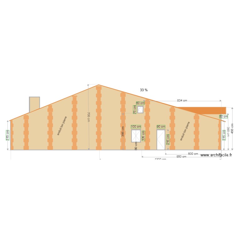 façade Ouest  apres Andre . Plan de 0 pièce et 0 m2