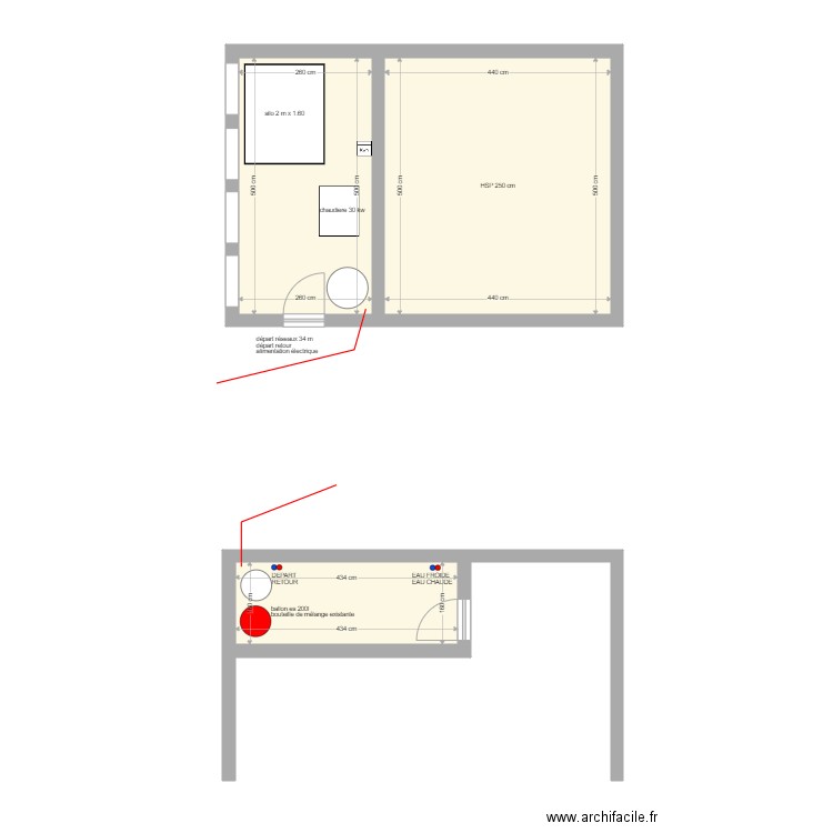 BOULIER. Plan de 3 pièces et 42 m2