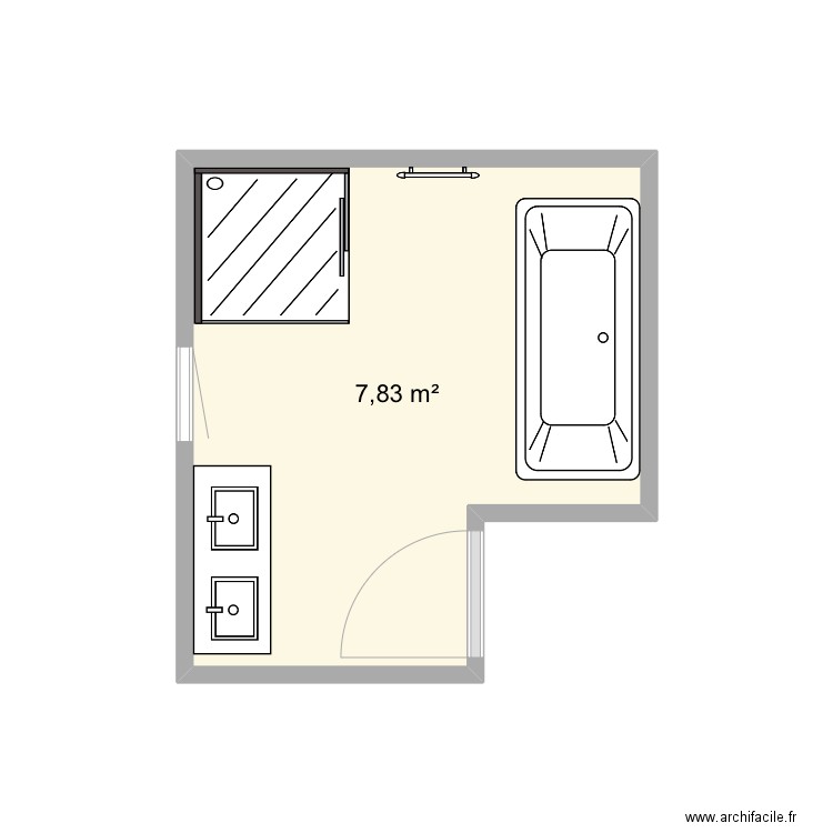 'Salle de bain. Plan de 1 pièce et 8 m2