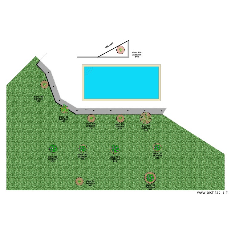 bordure jardin piscine ok. Plan de 0 pièce et 0 m2