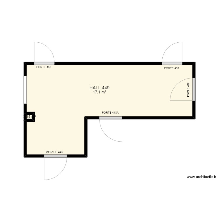 HALL 439. Plan de 2 pièces et 17 m2