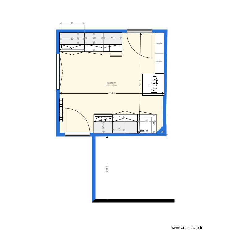 TOUITOU. Plan de 2 pièces et 11 m2