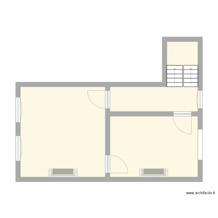 titre. Plan de 2 pièces et 52 m2