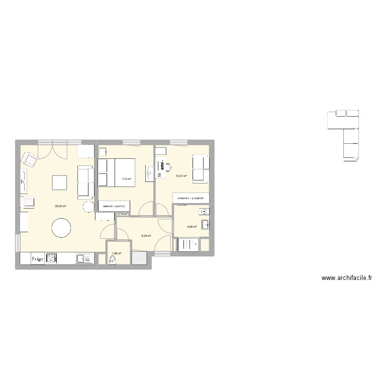 botanik. Plan de 7 pièces et 66 m2