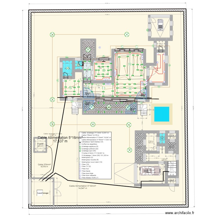 plan electricte  201. Plan de 21 pièces et 364 m2