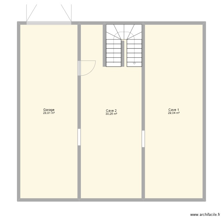 Caves. Plan de 3 pièces et 88 m2