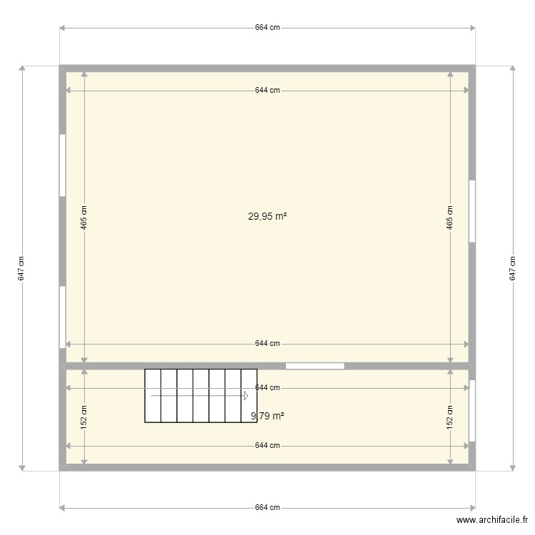 Jacquet Grenier. Plan de 2 pièces et 40 m2