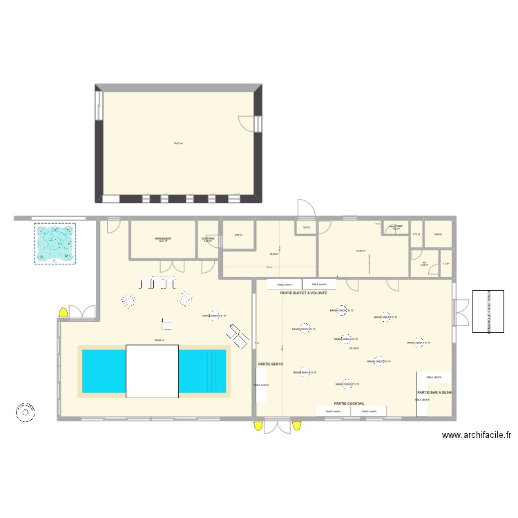 PLAN D'IMPLANTATION 27/09- SALLE DOMAINE QUATRE PLUMES 1. Plan de 14 pièces et 423 m2