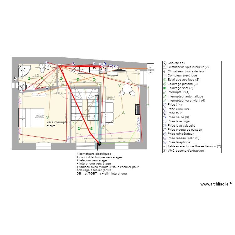 Malaucene RDC elec. Plan de 4 pièces et 48 m2