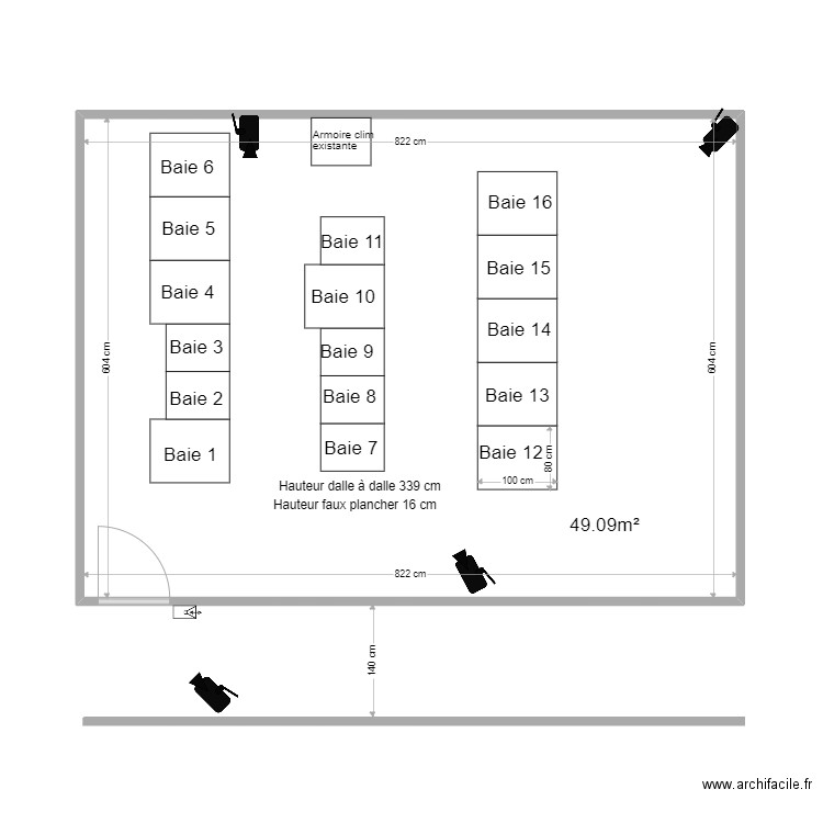 Local informatique VELIZY 2 projet. Plan de 1 pièce et 50 m2