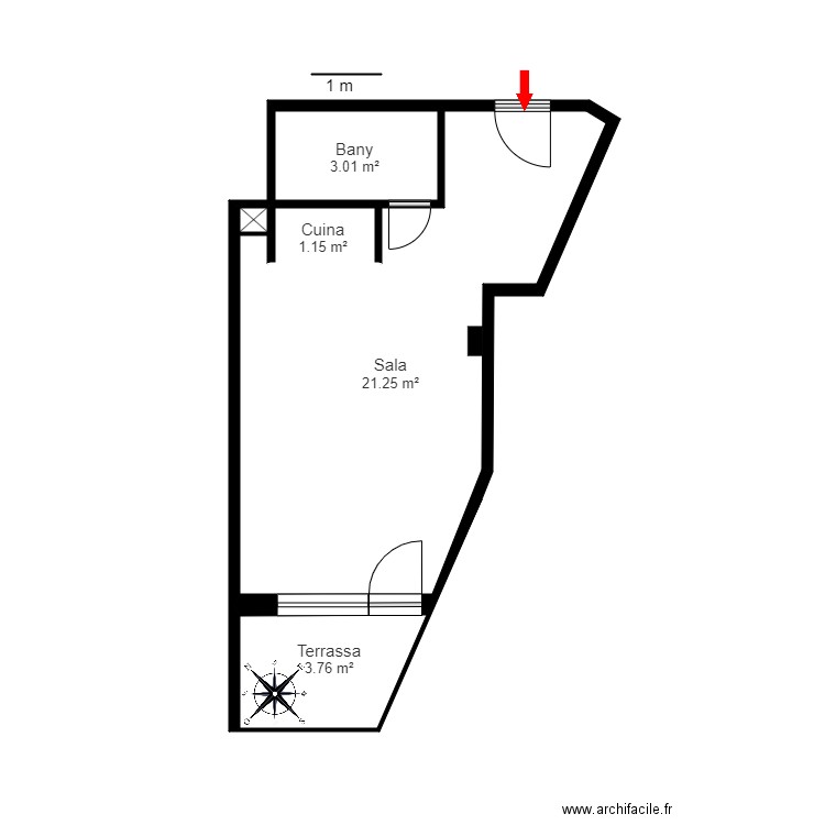 ED. GRIZLY AP. 211. PAS DE LA CASA. Plan de 5 pièces et 29 m2