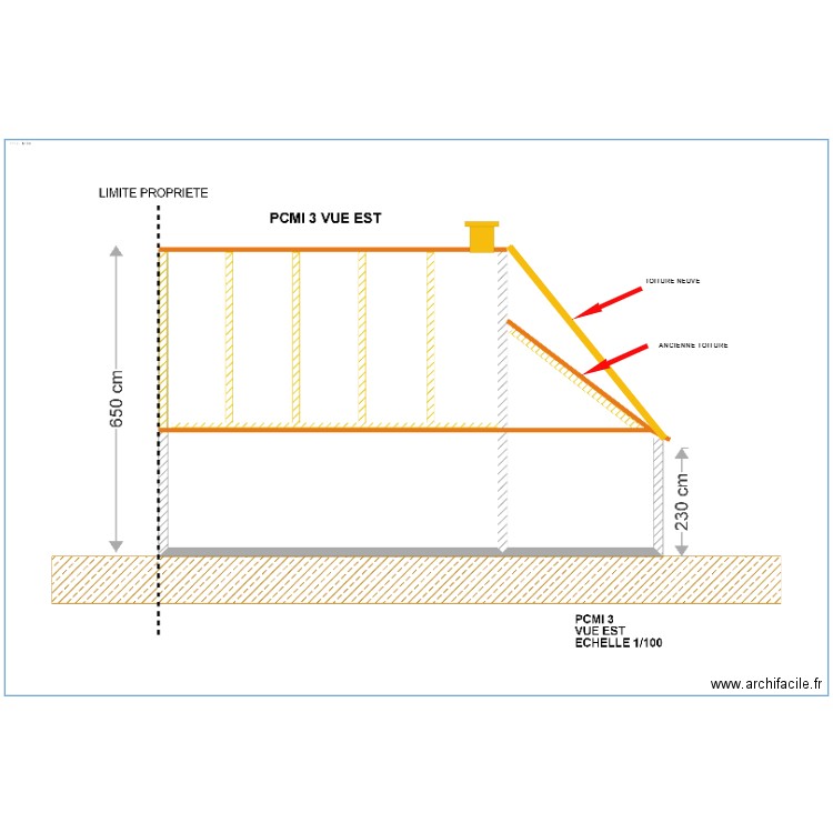 PLAN DE COUPE COTE EST. Plan de 0 pièce et 0 m2