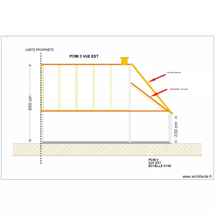 PLAN DE COUPE COTE EST. Plan de 