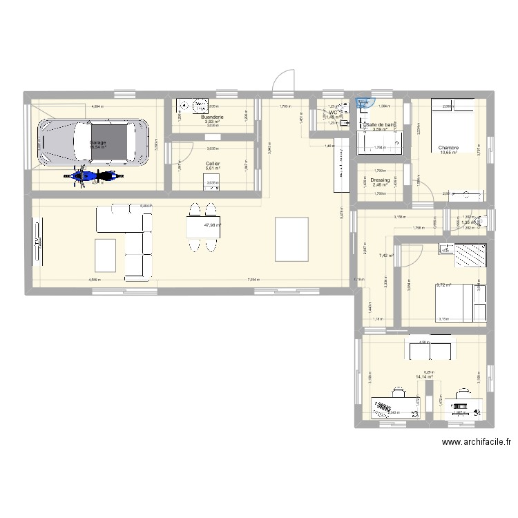 maison 1. Plan de 12 pièces et 125 m2