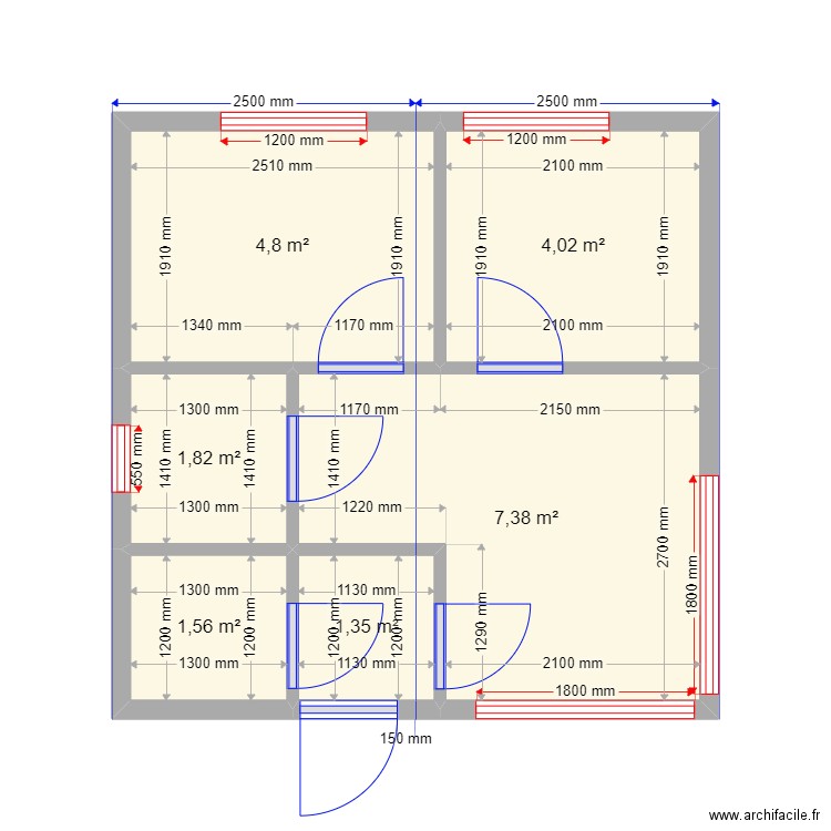 КПП. Plan de 6 pièces et 21 m2