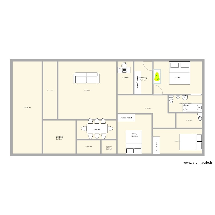 Bafoussam - Plan 15 pièces 125 m2 dessiné par Lamur2018