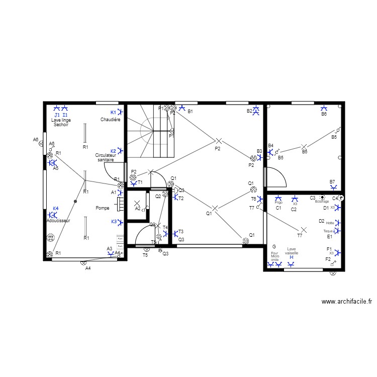 Electricité Rez de chaussée Floreffe. Plan de 0 pièce et 0 m2